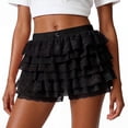 thumbnail image 1 of JASGOOD Womens Ruffle Shorts Cute Lace Multi-Layered Bloomers Fashion Summer Mini Shorts, 1 of 10