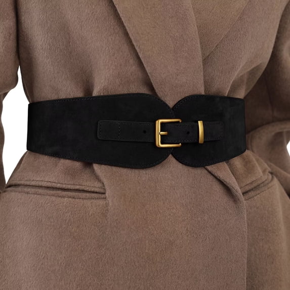 JASGOOD Womens Wide Suede Stretchy Belts Vintage Elastic Waist Belts for Suits Coats Dresses