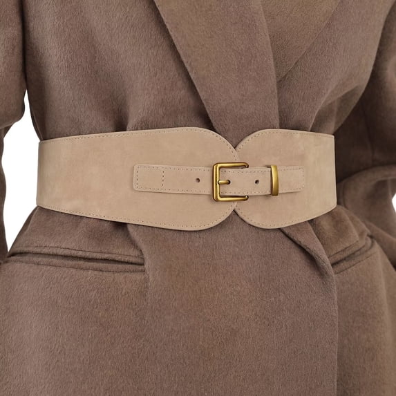 JASGOOD Womens Wide Suede Stretchy Belts Vintage Elastic Waist Belts for Suits Coats Dresses