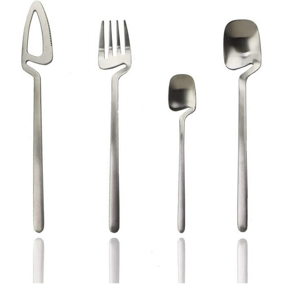 JASHII Hangable 24-Piece Silverware Set, Satin Finish Flatware Cutlery Set Service for 6, Knives/Forks/Spoons Included, Dishwasher Safe (Matte Silver)