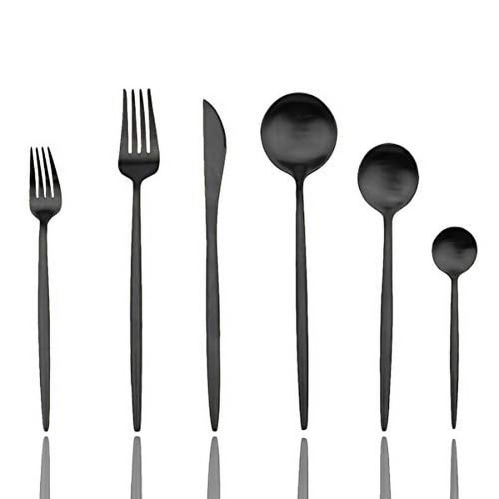 JASHII Luxury Black Flatware, Silverware Sets, 24pieces Elegant Cute