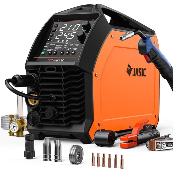 JASIC EVO20 MIG210 PFC MIG Welder Lift TIG/Stick/Gas MIG/Spot MIG/FLUX MIG/MIG Welder Intelligent Synergic Control, Patented ABAP Technology With Power factor Correction Function