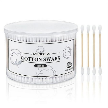 JASINCESS 500 Count Cotton Swabs with Strong Bamboo Sticks Multifunctional Sanitary Swabs