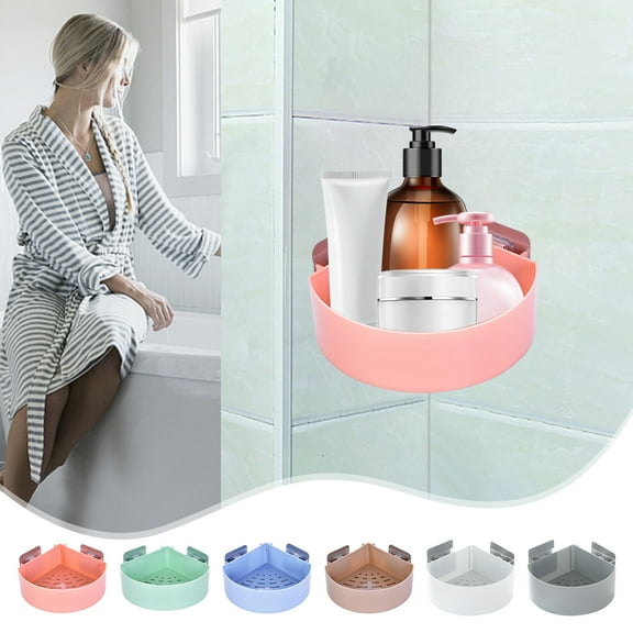 JASKFGLY Shower Caddy - 5.71x5.71x2.56in No Drill Hanging Bathroom Organizer with Rotating Shelves for Shampoo (Gray)