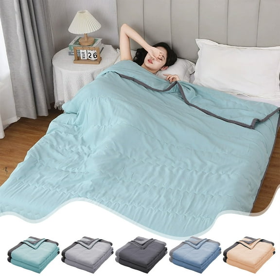 JASKFGLY Washed Summer Cool Bed Sheet - 55.12x78.74in Double Bed Washed Material Friendly Fabric Suitable for Naked Sleeping,Light Blue