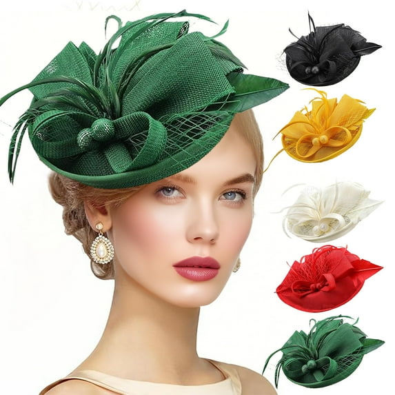 JASKFGLY Women's Tea Party Hat - Faux Linen Wide-brim Sun Hat for Garden Parties, Weddings, and Elegant Social Events,White