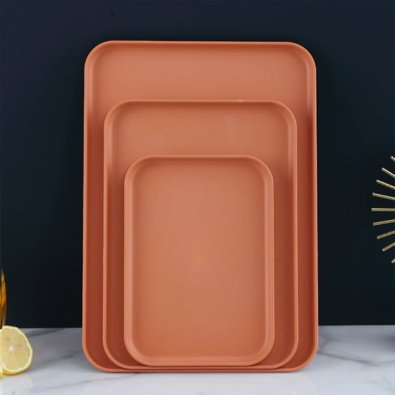 JASKFLY 3PCS Orange Tray Set - Rectangular Household Platters for Serving Snacks and Tea Cups, Elegant Dining and Entertaining Essentials for Hosts