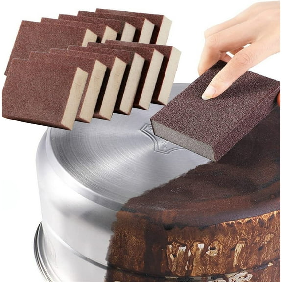 JASKFLY 9PCS Carborundum Sponge - 3.54x2.36x0.98in Emery Sponges for Stubborn Stains & Grime, Heavy-Duty Cleaning Tool for Pots, Pans & Utensils