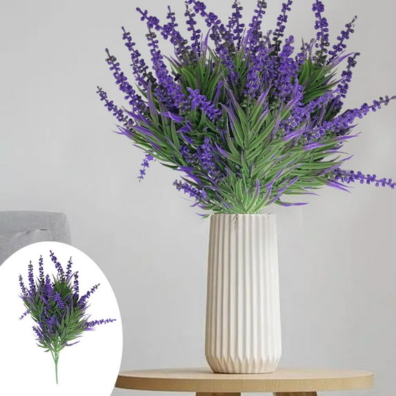 JASKFLY Artificial Lavender Stems - Realistic Faux Flower Picks for Festive Decor & Everyday Home Ornamentation (Purple)