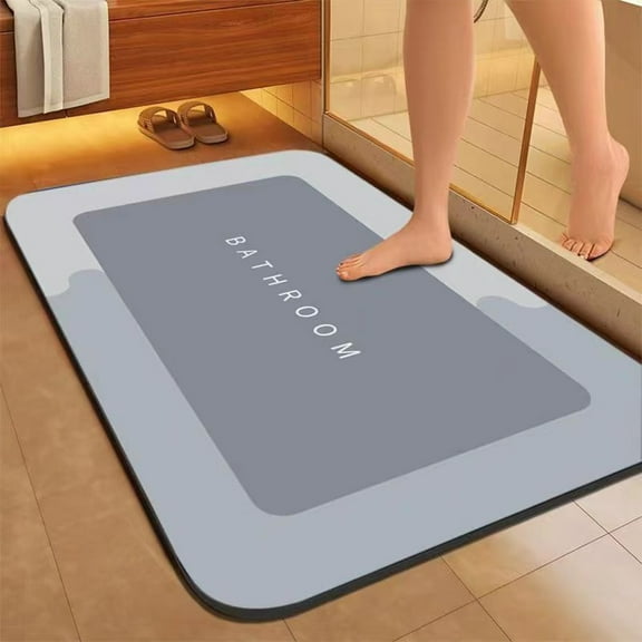 JASKFLY Bath Mat - Non Slip Super Absorbent Stain Proof Diatom Mud Rug for Bathroom Floor Bathtub Vanity Shower (Gray)