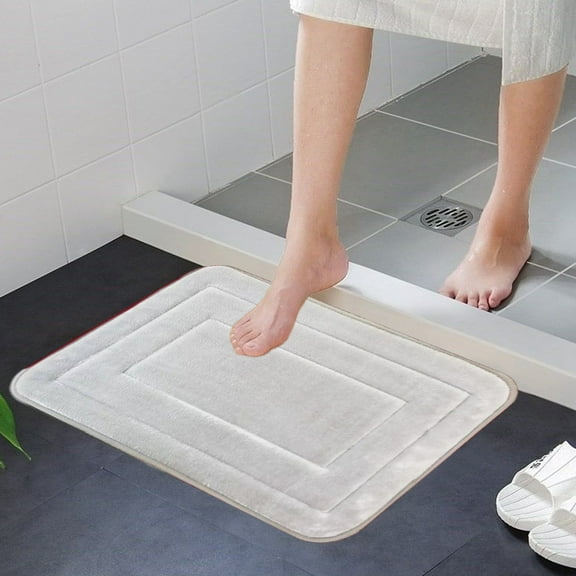 JASKFLY Bathroom Carpet - Fleece Floor Mat Water-absorbent Non-slip Kitchen Rug Machine Washable Polyester Soft Microfiber for Bathtub Shower (Gray)