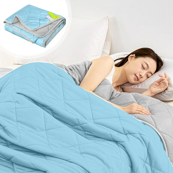 JASKFLY Cool Feeling Silk Fiber Comforter - Summer Cooler Gift, Polyester Material, Solid Design for Bedroom & Living Room Comfort,59.06x43.31in(Blue)