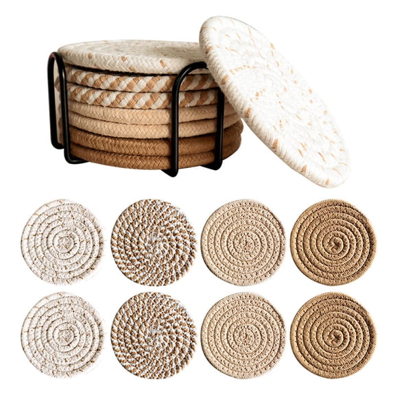 JASKFLY Drink Coasters - Absorbent Table Mats for Hot & Cold Drinks, Natural Fiber Material for Kitchen, Dining Table & Home Decor
