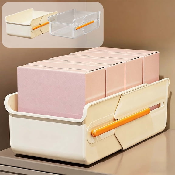 JASKFLY Expandable Drawer Organizer -8.66x5.51x3.94in Transparent Compartmentalized Storage Basket Stackable for Kitchen Pantry & Bathroom Countertops(Clear)