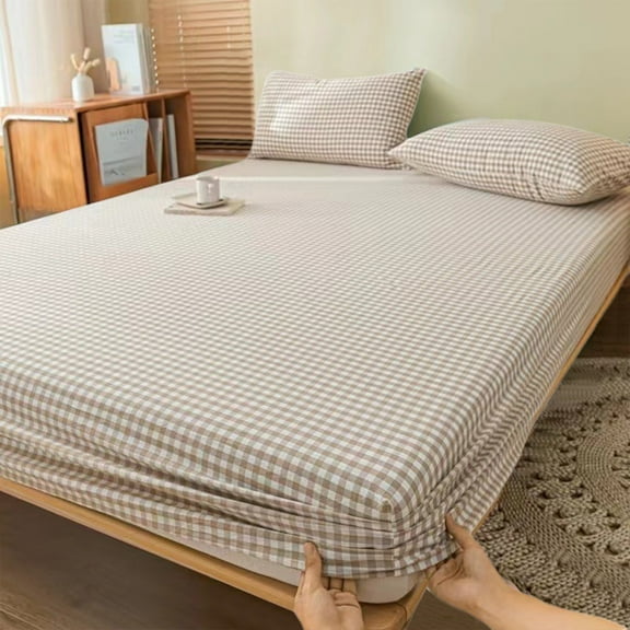 JASKFLY Fitted Sheet - Non Slip Elastic Pocket Stretch Fabric Mattress Cover for Deep Pocket Beds & Adjustable Bases, 78.7 x 59.1 in, (Coffee)