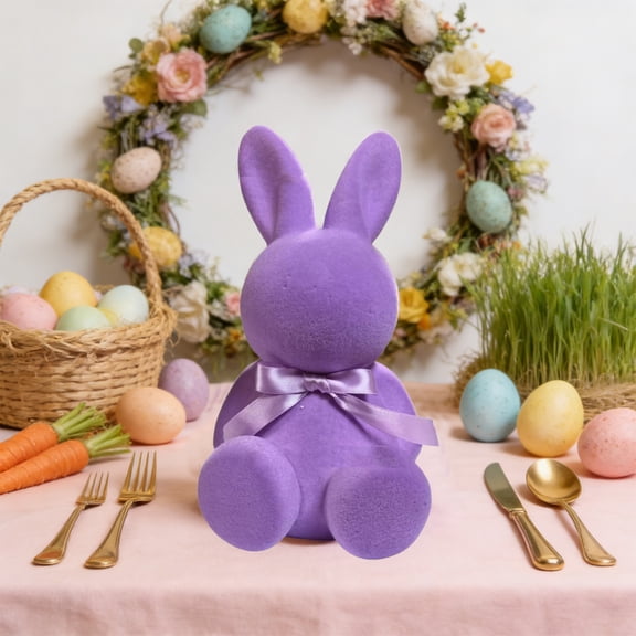 JASKFLY Flocked Easter Garland - Artificial Plastic Greenery for Festive Scene Arrangement and Holiday Decor, 12.2x7.1x7.1 in, (Purple)