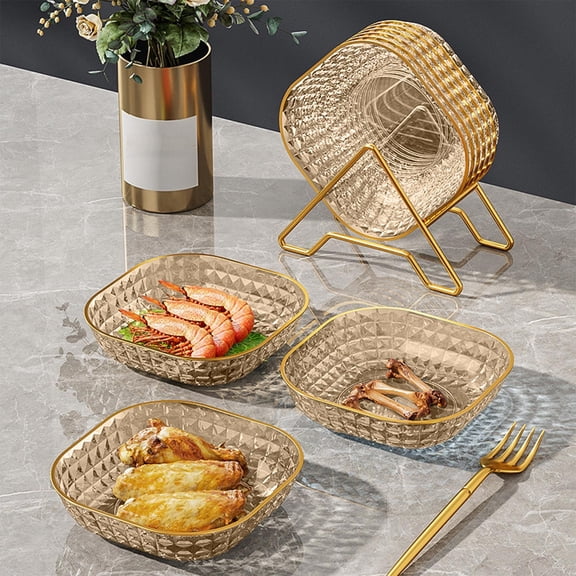 JASKFLY Fruit Tray - Plastic Snack Serving Dish for Kitchen Enthusiasts & Party Hosts, 5.7 x 5.7 x 1.4 in, (Yellow)