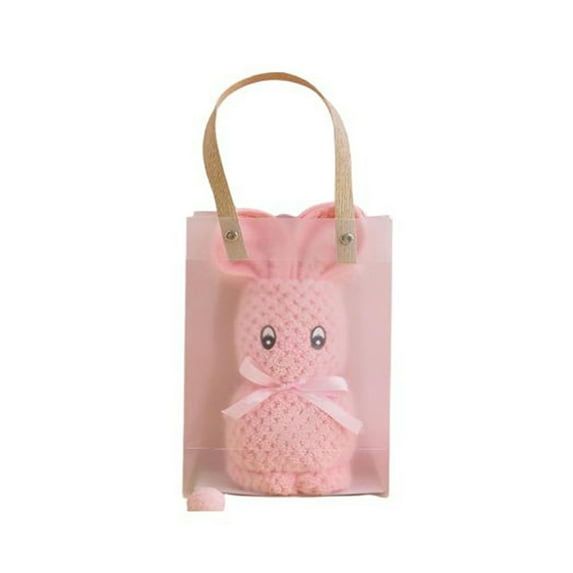 JASKFLY Hand Towel - Soft Absorbent Cotton Bath Towel with Decorative Bunny Design for Everyday Use in Bathroom, 13.8x29.5 in, Cotton, (Pink)