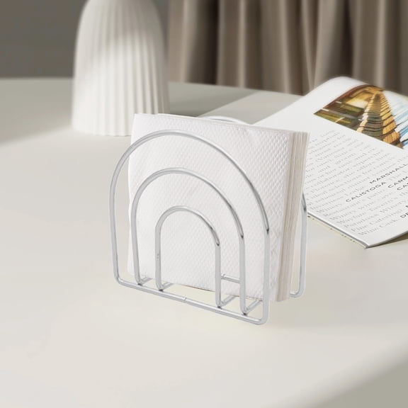 JASKFLY Napkin Rack - Modern Metal Napkin Holder for Kitchen Tables and Countertops Sleek Iron Design for Dining Rooms Restaurants (Silver)