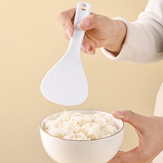 JASKFLY Rice Spatula - Non-Stick Rice Scoop, Transparent Thickened Plastic Serving Spoon for Home Kitchen & Daily Cooking,7.87x2.76x0.79in(White)