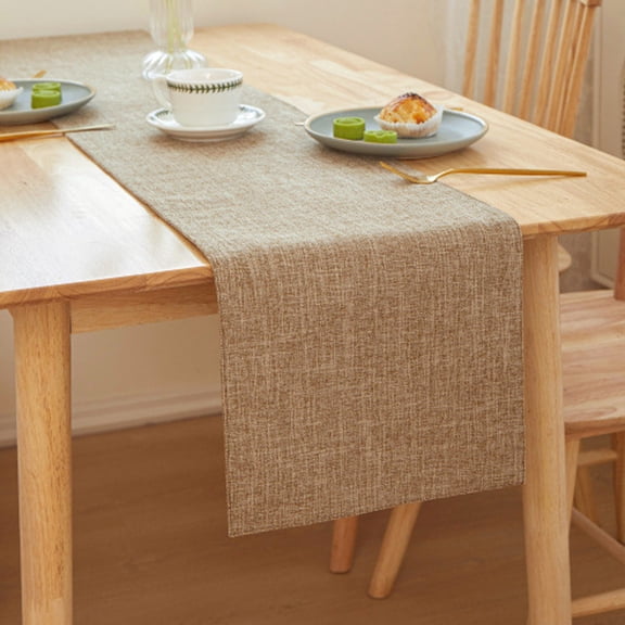 JASKFLY Sheer Table Runner - Polyester Fabric for Dining Decor, Wedding Reception, and Special Event Table Setting, 11.8x82.7 in, (Khaki)