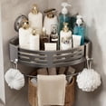 thumbnail image 1 of JASKFLY Shower Caddy -11.61x8.66x5.51in Adhesive Bathroom Storage Rack for Shower Corner with Rustproof Alloy & Quick-Drying Design for Renters & Home Bathrooms(Grey), 1 of 4