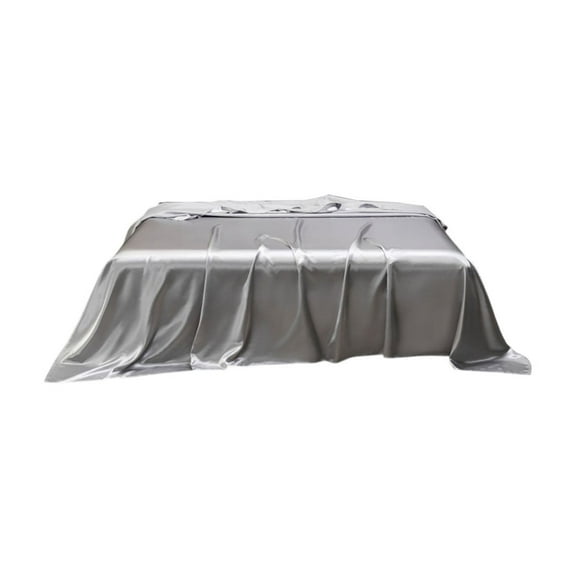 JASKFLY Silk Bedding - Satin Fabric Fitted Sheet with Corner Pockets for Mattress, Hotel Luxury Feel & Easy Care, for Master Bedroom & Guest Room Comfort,66.14x88.19in(Gray)