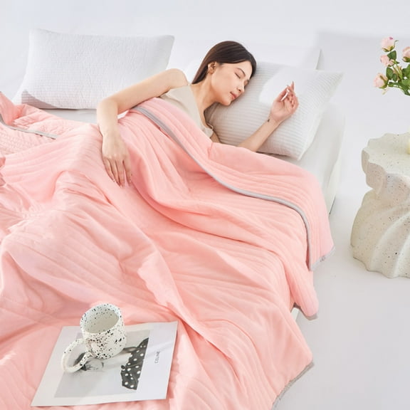 JASKFLY Summer Quilt - Super Soft Polyester Cooling Silk Filled Air Conditioning Bedding for Hot Sleepers & Warm, 39.4 x 27.6 in, (Watermelon Red)