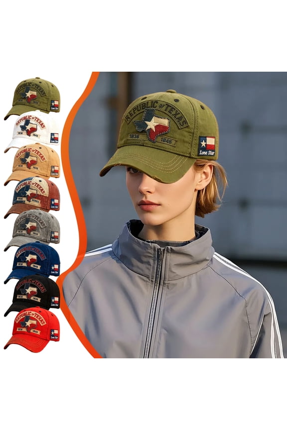 Texas Baseball Cap with State Map Patch Vintage Washed Cotton Unisex Adjustable Hat