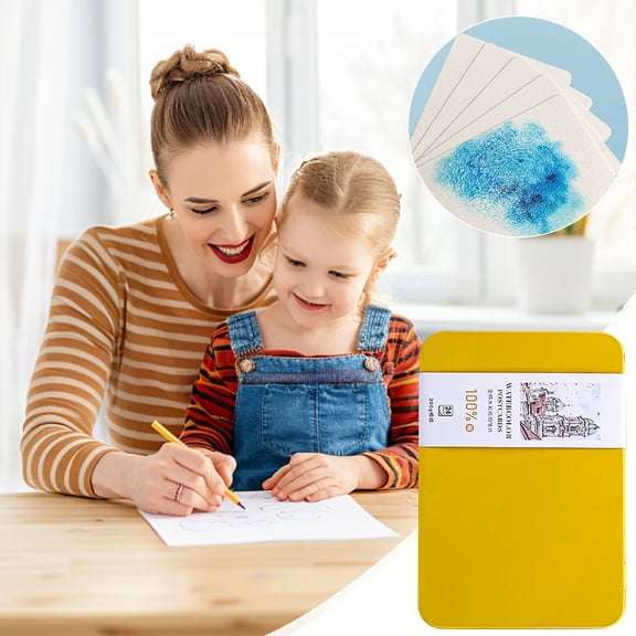 JASKFLY Watercolor Postcards 1 Set Sheets Fine Grain Watercolor Cards in Tin Box Perfect for Notes Greeting Cards and Art Projects 300g Watercolor Paper
