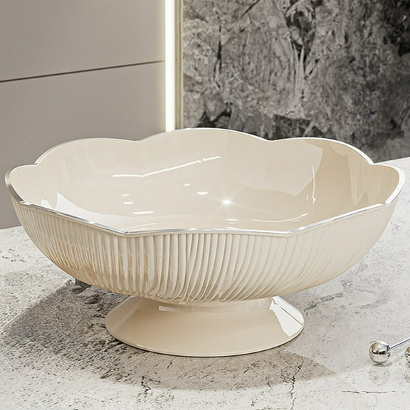 JASKFLY White Fruit Plates - 9.84x9.84x4.33in Plastic Serving Tray with Detachable Base for Vegetables & Snacks, for Home Dining & Party Entertaining