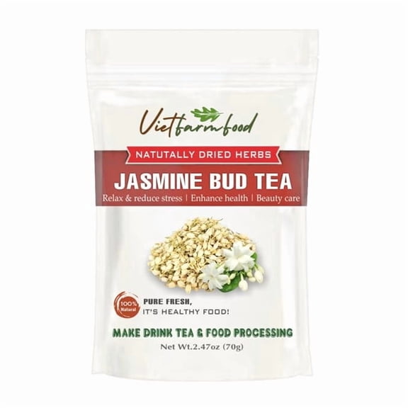JASMINE BUD TEA 2.47 Oz (70g) VIETFARMFOOD: Natural pure dried herbs are used for making drinks and cooking ingredients. Drinking tea is a healthy habit that makes meals delicious and relaxing