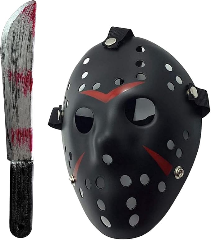JASON Black Mask Halloween Role Play Horror Mask Machete Party ...