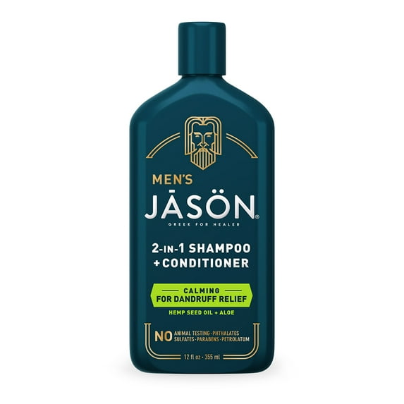 JASON Men's 2-in-1 Calming Hemp Seed Oil & Aloe Shampoo & Conditioner, 12 fl. oz.