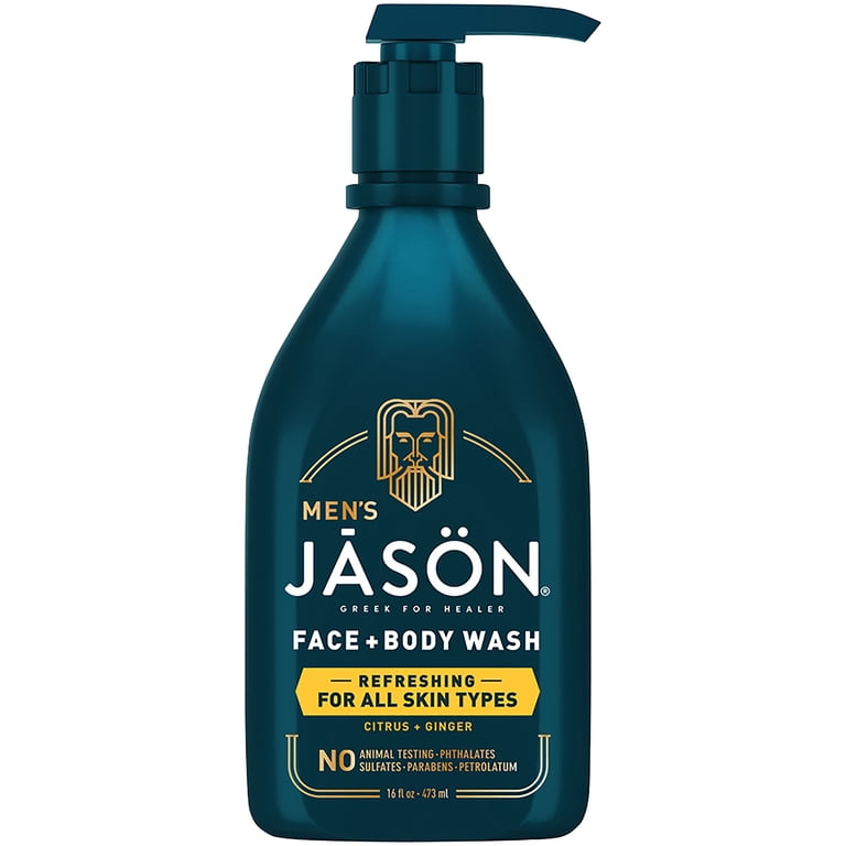 JASON Men's Refreshing Citrus Ginger Face + Body Wash, 16 fl. oz