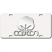 JASS GRAPHIX 2D Cotton Farmer License Plate Brushed Aluminum Heavy Duty Cotton Car Tag Made in USA - Officially Licensed (White)