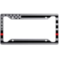 thumbnail image 1 of JASS GRAPHIX American Flag License Plate Frame (Black on Brushed with red), 1 of 5