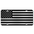 thumbnail image 1 of JASS GRAPHIX American Flag License Plate Matte Black on 1/8" Black Aluminum Composite Heavy Duty Tactical Patriot USA Car Tag (Black on Brushed), 1 of 7