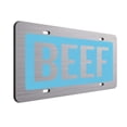 thumbnail image 1 of JASS GRAPHIX Baby Blue Beef License Plate Brushed Aluminum ACM Car Tag - Available in Several Colors. Perfect for Cattle Farmers, 1 of 3