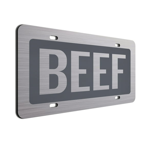 JASS GRAPHIX Charcoal Beef License Plate Brushed Aluminum ACM Car Tag - Available in Several Colors. Perfect for Cattle Farmers