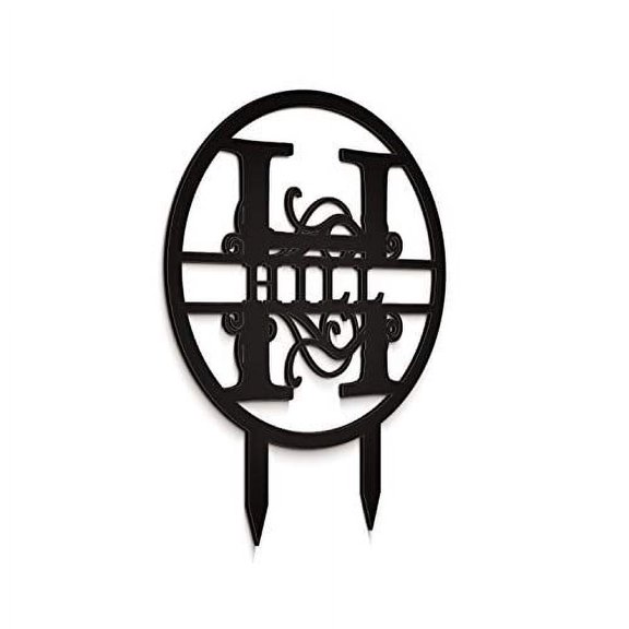 JASS GRAPHIX Hill 12" Black Aluminum Composite Monogrammed Garden Sign Last Name Signs for Yard Home Garden Personalized