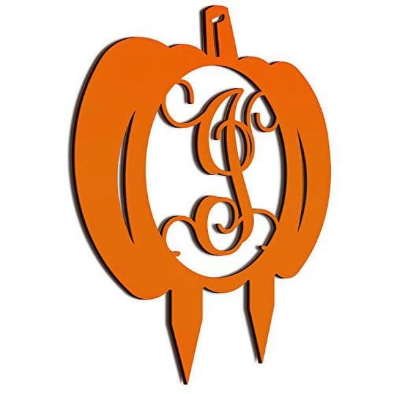 JASS GRAPHIX Initial I Monogrammed Aluminum Pumpkin Sign for Lawn décor