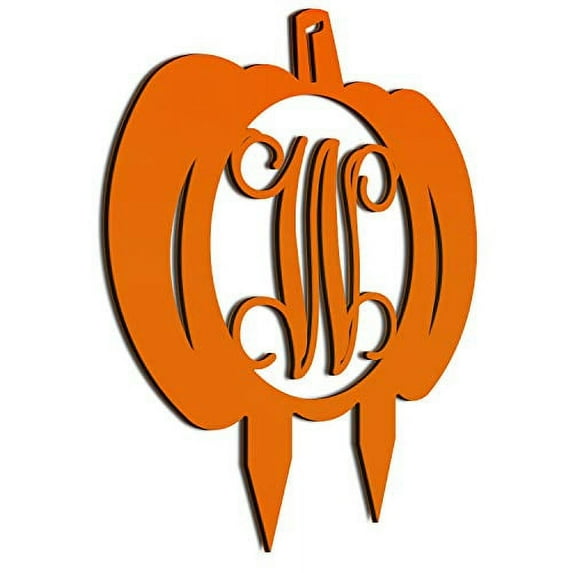 JASS GRAPHIX Initial W Monogrammed Aluminum Pumpkin Sign for Lawn décor