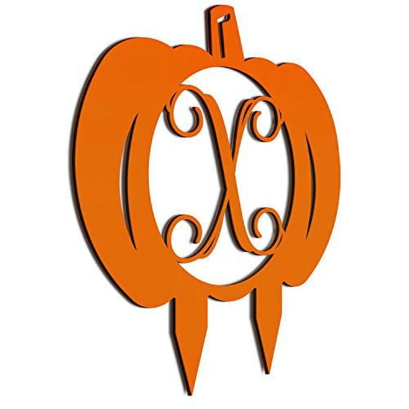 JASS GRAPHIX Initial X Monogrammed Aluminum Pumpkin Sign for Lawn décor
