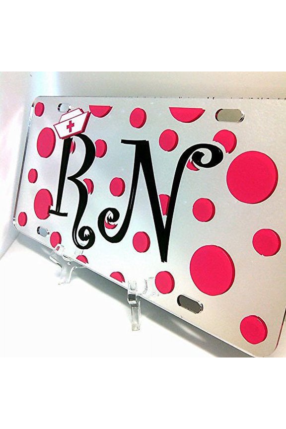 RN Polka Dot Nurse License Plate