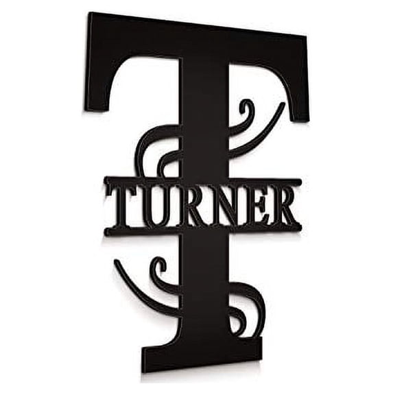JASS GRAPHIX Turner 12" Black Aluminum Composite Monogrammed Sign Door Wall Decor Last Name Signs for Home Personalized