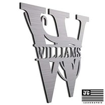 JASS GRAPHIX Williams 12" Brushed Aluminum Monogrammed Sign Door Wall Decor Last Name Signs for Home