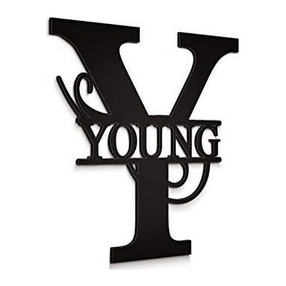 JASS GRAPHIX Young 12" Black Aluminum Composite Monogrammed Sign Door Wall Decor Last Name Signs for Home Personalized