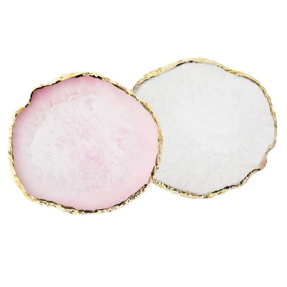 JASSINS Resin Nail Art Palette,Nail Art Painting Mixed Color Palette Gold Edge Nail Gel Color Makeup Display Board (Pink+White) EH6