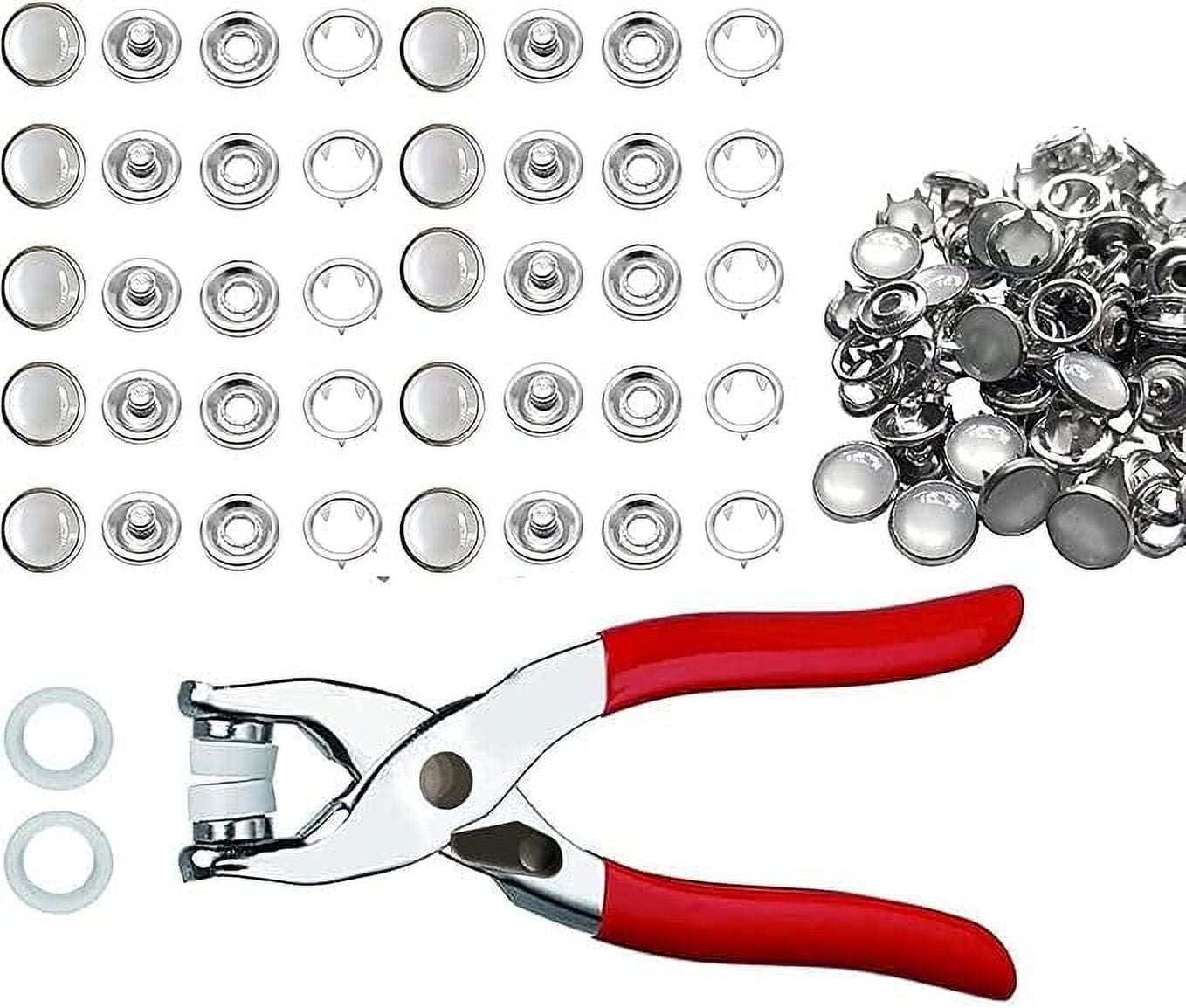 JAUEIVR Snap Fasteners Kit - 100 Sets 10mm Pearl Prong Snap Buttons ...